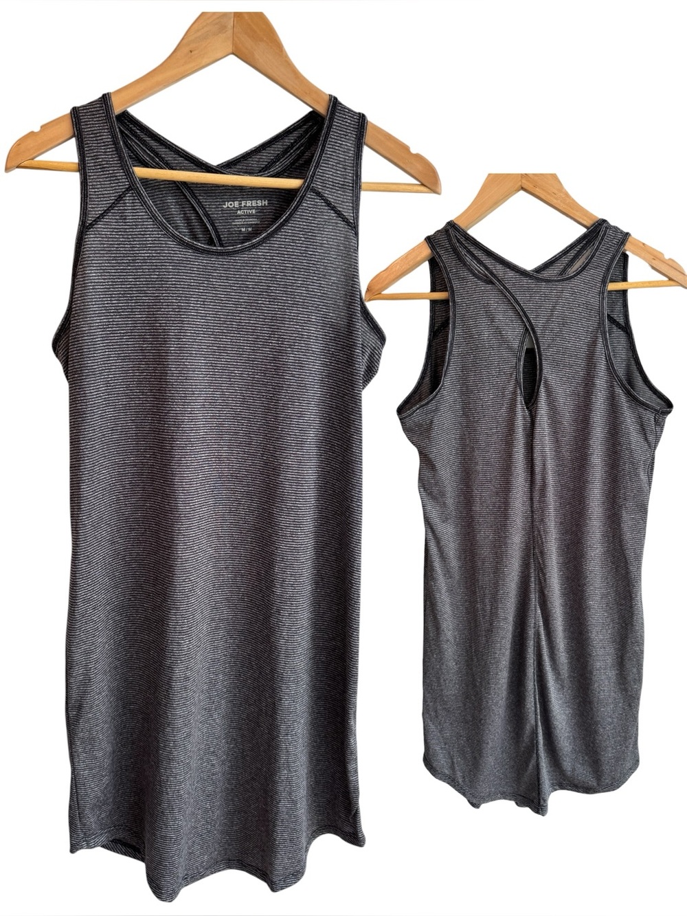 Joe Fresh Athletic Striped Dress Sz M Grey Unlined Quick Dry Summer Sundress